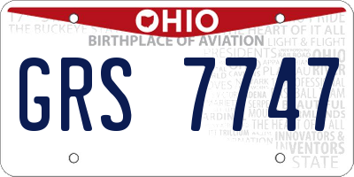 OH license plate GRS7747