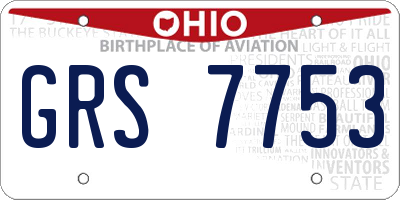 OH license plate GRS7753