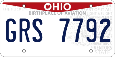 OH license plate GRS7792