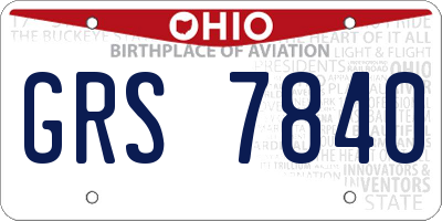 OH license plate GRS7840