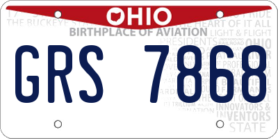 OH license plate GRS7868