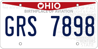 OH license plate GRS7898