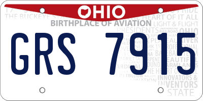 OH license plate GRS7915