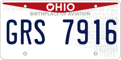 OH license plate GRS7916