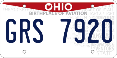 OH license plate GRS7920