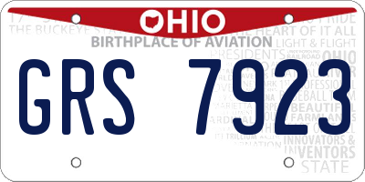 OH license plate GRS7923