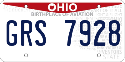 OH license plate GRS7928