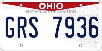 OH license plate GRS7936