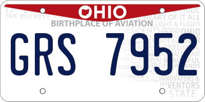 OH license plate GRS7952