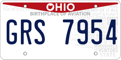 OH license plate GRS7954