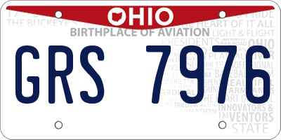 OH license plate GRS7976