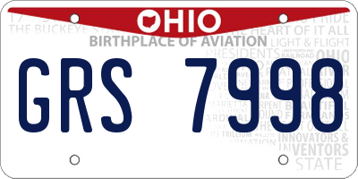 OH license plate GRS7998