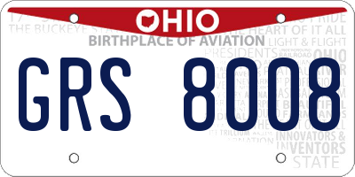 OH license plate GRS8008