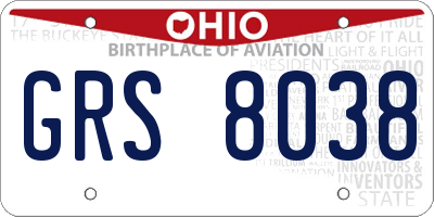 OH license plate GRS8038