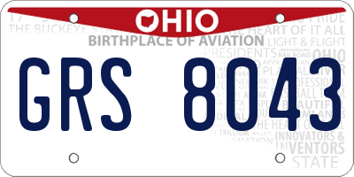 OH license plate GRS8043