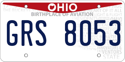 OH license plate GRS8053