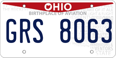 OH license plate GRS8063