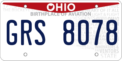 OH license plate GRS8078