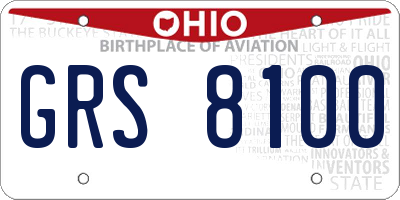 OH license plate GRS8100