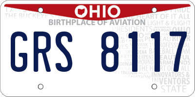 OH license plate GRS8117