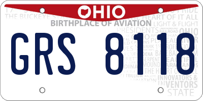 OH license plate GRS8118