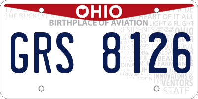 OH license plate GRS8126