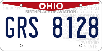 OH license plate GRS8128