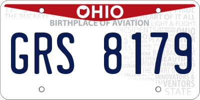 OH license plate GRS8179