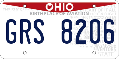 OH license plate GRS8206