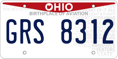 OH license plate GRS8312