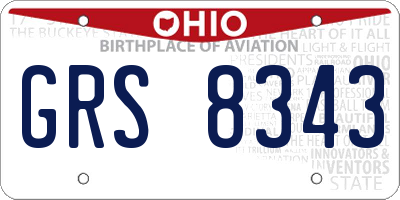 OH license plate GRS8343
