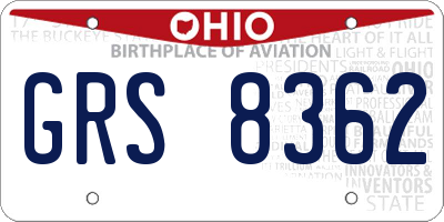 OH license plate GRS8362