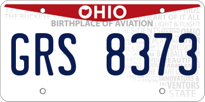 OH license plate GRS8373