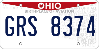 OH license plate GRS8374