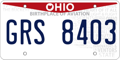 OH license plate GRS8403