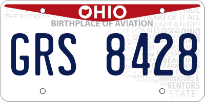 OH license plate GRS8428