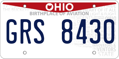 OH license plate GRS8430