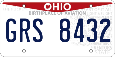 OH license plate GRS8432
