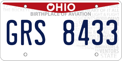 OH license plate GRS8433