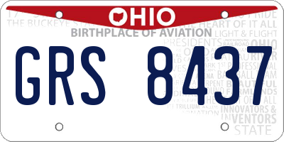 OH license plate GRS8437