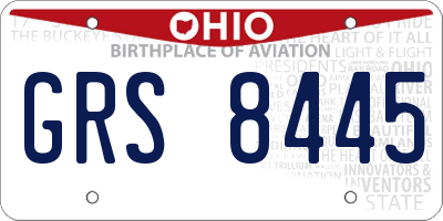 OH license plate GRS8445