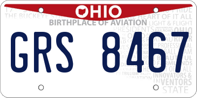 OH license plate GRS8467