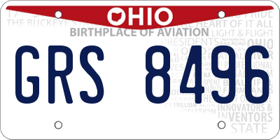 OH license plate GRS8496