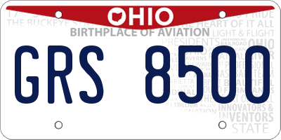 OH license plate GRS8500