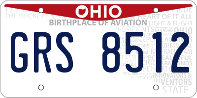 OH license plate GRS8512