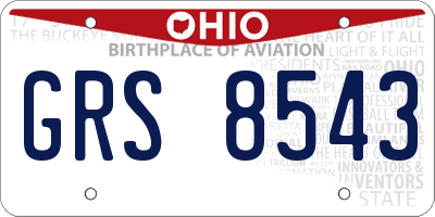 OH license plate GRS8543