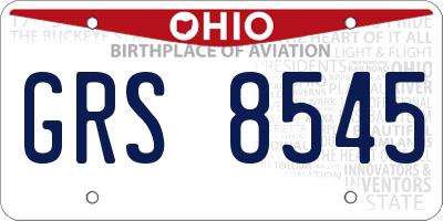 OH license plate GRS8545