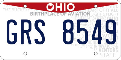 OH license plate GRS8549