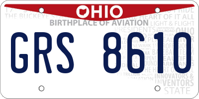 OH license plate GRS8610