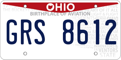 OH license plate GRS8612